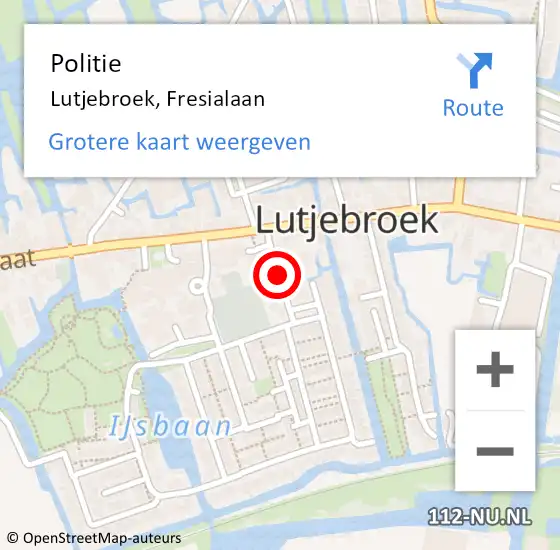 Locatie op kaart van de 112 melding: Politie Lutjebroek, Fresialaan op 10 augustus 2017 16:22