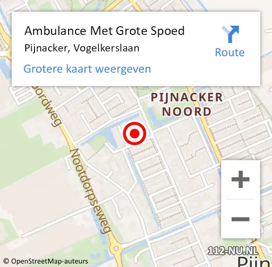 Locatie op kaart van de 112 melding: Ambulance Met Grote Spoed Naar Pijnacker, Vogelkerslaan op 10 augustus 2017 16:24