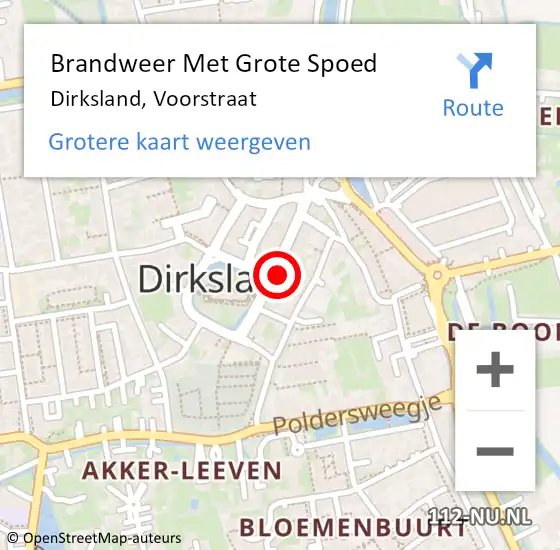 Locatie op kaart van de 112 melding: Brandweer Met Grote Spoed Naar Dirksland, Voorstraat op 20 september 2013 18:43