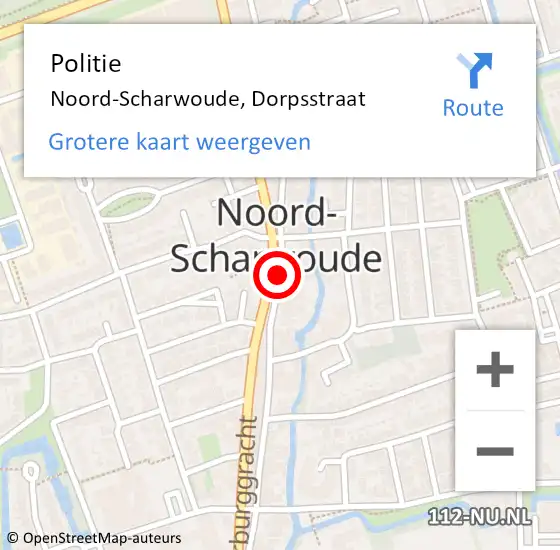 Locatie op kaart van de 112 melding: Politie Noord-Scharwoude, Dorpsstraat op 10 augustus 2017 17:54