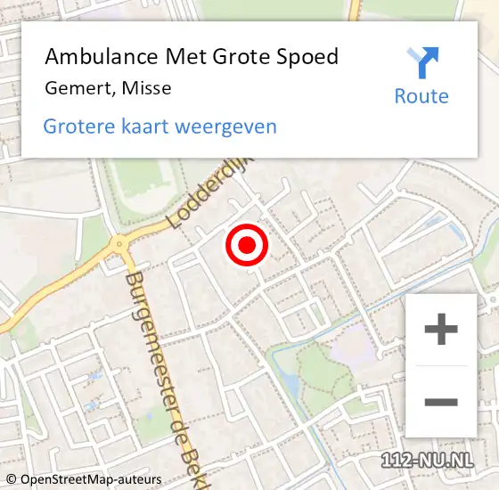 Locatie op kaart van de 112 melding: Ambulance Met Grote Spoed Naar Gemert, Misse op 10 augustus 2017 18:03