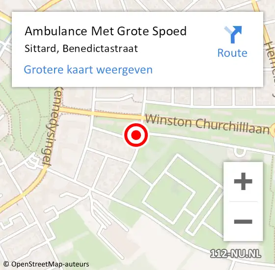 Locatie op kaart van de 112 melding: Ambulance Met Grote Spoed Naar Sittard, Benedictastraat op 29 januari 2014 14:12