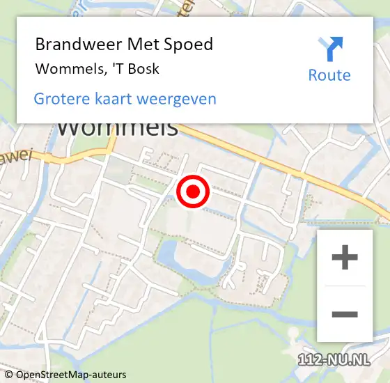 Locatie op kaart van de 112 melding: Brandweer Met Spoed Naar Wommels, 'T Bosk op 29 januari 2014 14:14