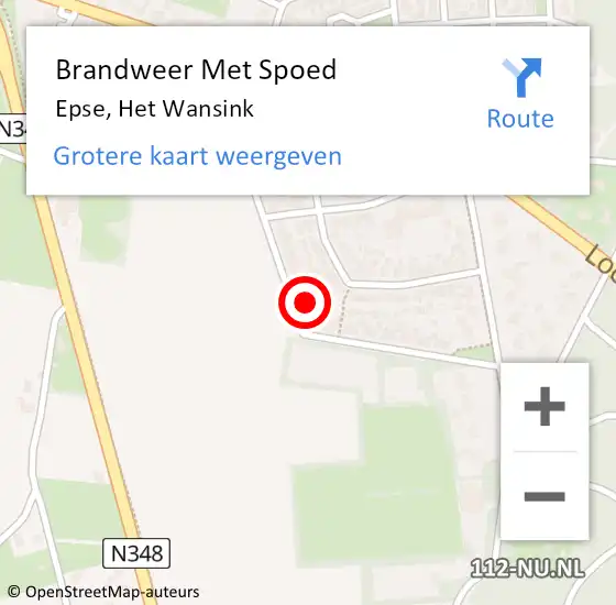 Locatie op kaart van de 112 melding: Brandweer Met Spoed Naar Epse, Het Wansink op 10 augustus 2017 19:30