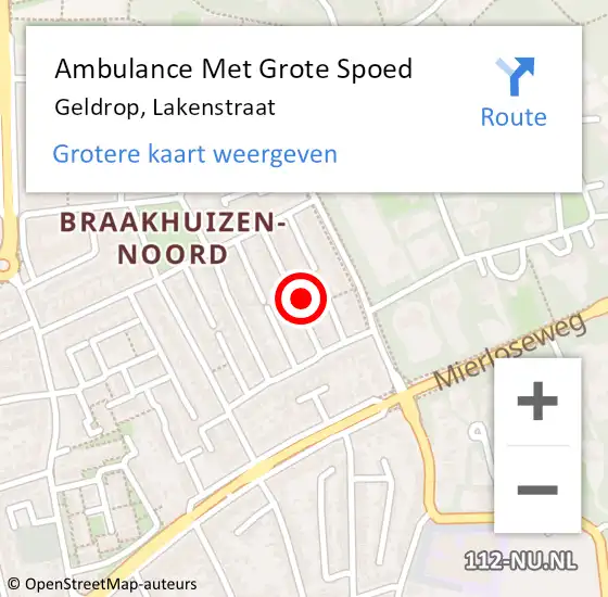 Locatie op kaart van de 112 melding: Ambulance Met Grote Spoed Naar Geldrop, Lakenstraat op 10 augustus 2017 19:42