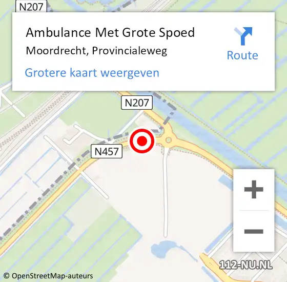 Locatie op kaart van de 112 melding: Ambulance Met Grote Spoed Naar Moordrecht, Provincialeweg op 10 augustus 2017 20:05