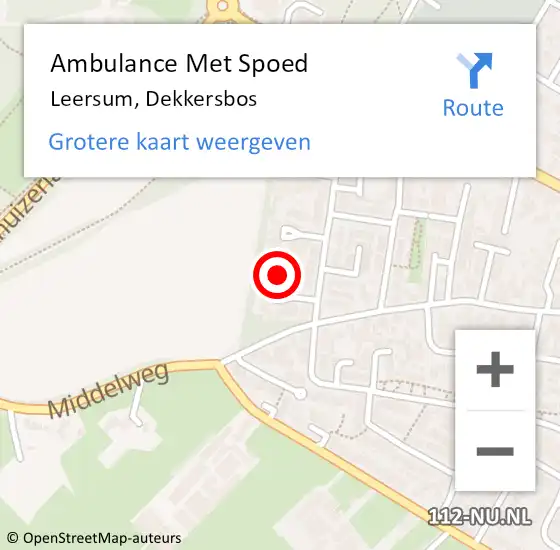 Locatie op kaart van de 112 melding: Ambulance Met Spoed Naar Leersum, Dekkersbos op 10 augustus 2017 20:14