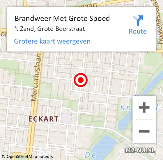 Locatie op kaart van de 112 melding: Brandweer Met Grote Spoed Naar 't Zand, Grote Beerstraat op 10 augustus 2017 20:36