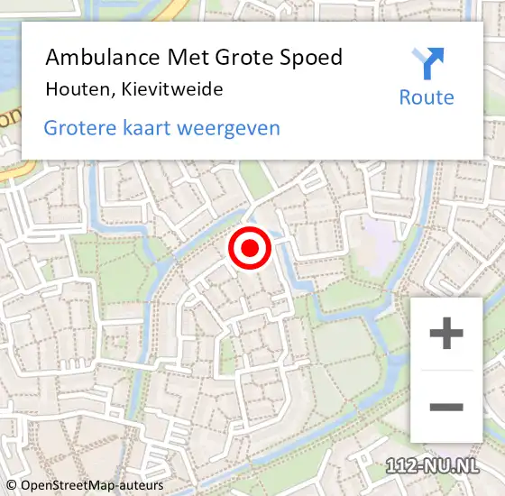 Locatie op kaart van de 112 melding: Ambulance Met Grote Spoed Naar Houten, Kievitweide op 10 augustus 2017 21:27