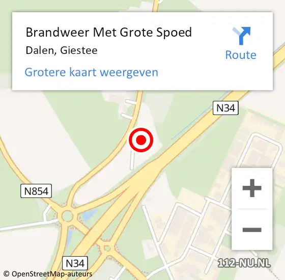 Locatie op kaart van de 112 melding: Brandweer Met Grote Spoed Naar Dalen, Giestee op 10 augustus 2017 21:39