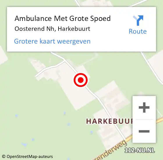 Locatie op kaart van de 112 melding: Ambulance Met Grote Spoed Naar Oosterend Nh, Harkebuurt op 10 augustus 2017 21:43