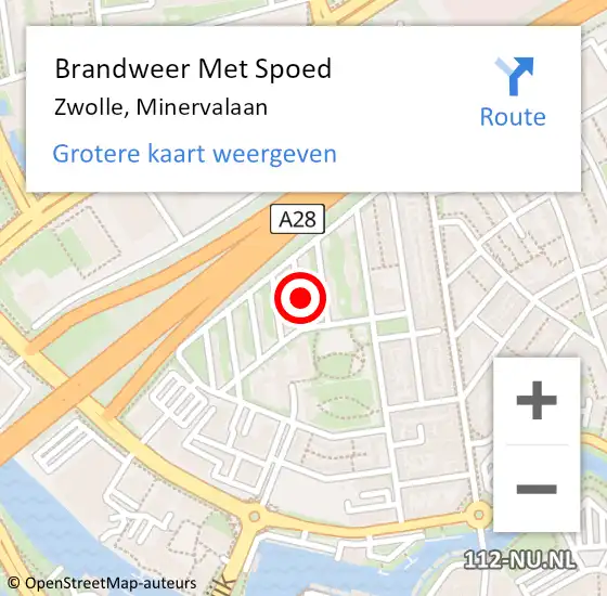 Locatie op kaart van de 112 melding: Brandweer Met Spoed Naar Zwolle, Minervalaan op 10 augustus 2017 22:01