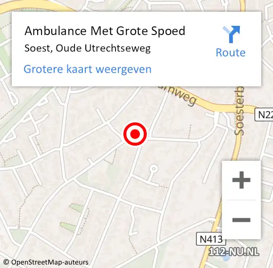 Locatie op kaart van de 112 melding: Ambulance Met Grote Spoed Naar Soest, Oude Utrechtseweg op 10 augustus 2017 22:05