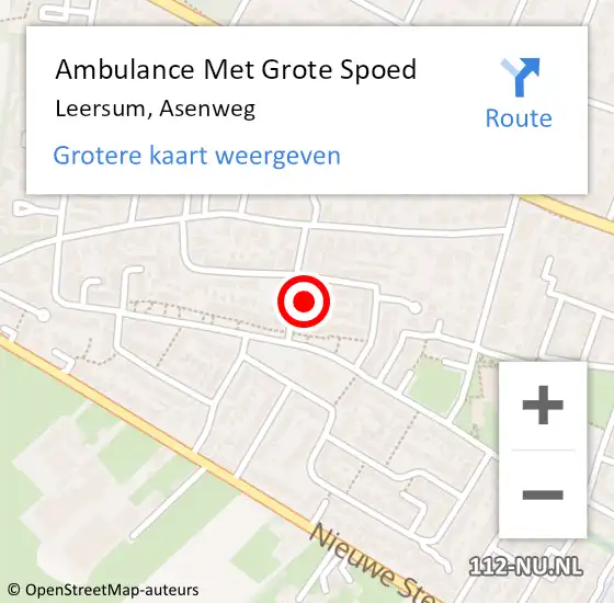 Locatie op kaart van de 112 melding: Ambulance Met Grote Spoed Naar Leersum, Asenweg op 10 augustus 2017 22:18