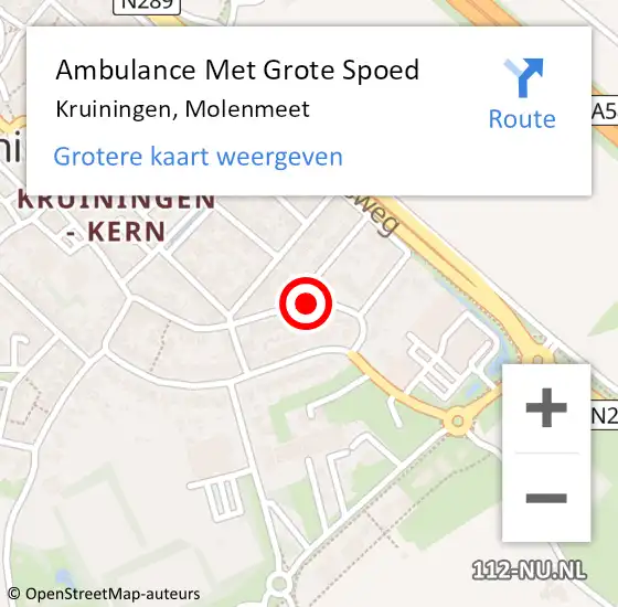 Locatie op kaart van de 112 melding: Ambulance Met Grote Spoed Naar Kruiningen, Molenmeet op 10 augustus 2017 22:22