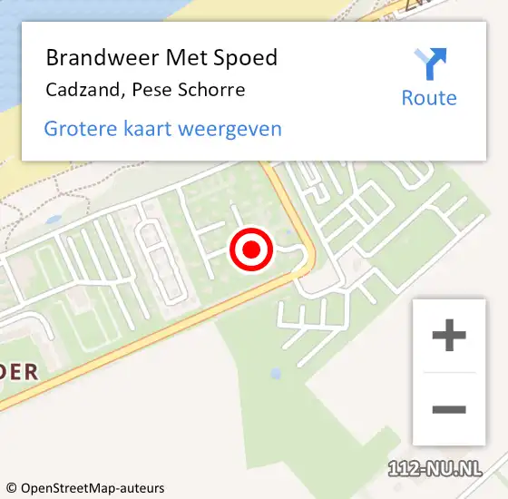 Locatie op kaart van de 112 melding: Brandweer Met Spoed Naar Cadzand, Pese Schorre op 10 augustus 2017 23:43