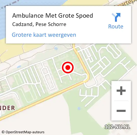 Locatie op kaart van de 112 melding: Ambulance Met Grote Spoed Naar Cadzand, Pese Schorre op 11 augustus 2017 00:04