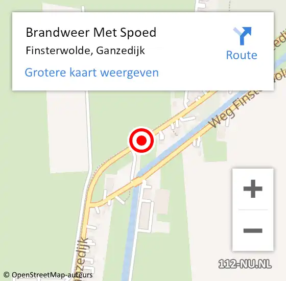 Locatie op kaart van de 112 melding: Brandweer Met Spoed Naar Finsterwolde, Ganzedijk op 11 augustus 2017 00:17