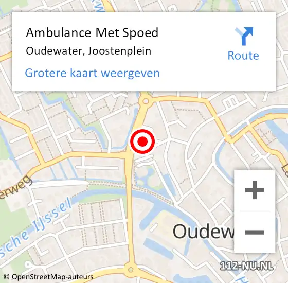 Locatie op kaart van de 112 melding: Ambulance Met Spoed Naar Oudewater, Joostenplein op 11 augustus 2017 00:58