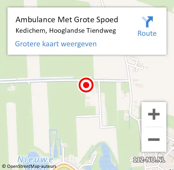 Locatie op kaart van de 112 melding: Ambulance Met Grote Spoed Naar Kedichem, Hooglandse Tiendweg op 11 augustus 2017 02:00