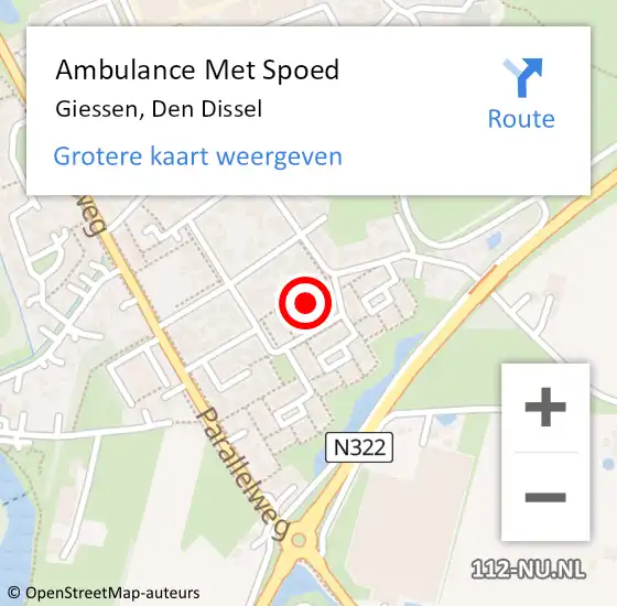 Locatie op kaart van de 112 melding: Ambulance Met Spoed Naar Giessen, Den Dissel op 11 augustus 2017 04:01