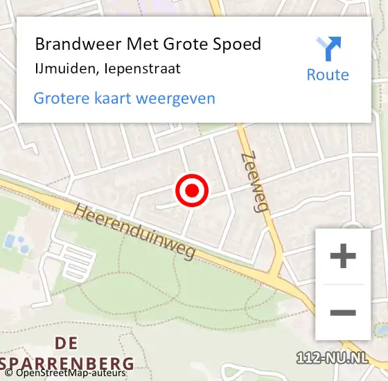 Locatie op kaart van de 112 melding: Brandweer Met Grote Spoed Naar IJmuiden, Iepenstraat op 11 augustus 2017 04:24