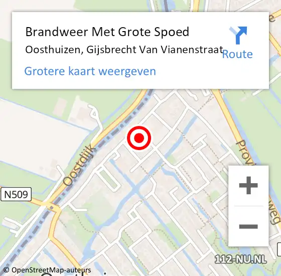 Locatie op kaart van de 112 melding: Brandweer Met Grote Spoed Naar Oosthuizen, Gijsbrecht Van Vianenstraat op 11 augustus 2017 06:58