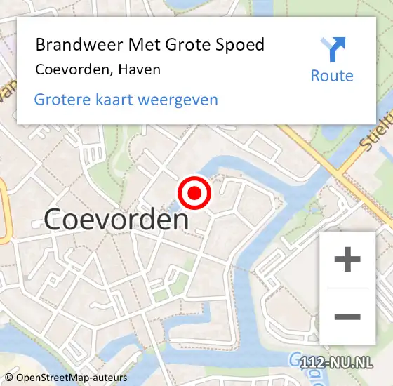 Locatie op kaart van de 112 melding: Brandweer Met Grote Spoed Naar Coevorden, Haven op 11 augustus 2017 07:10