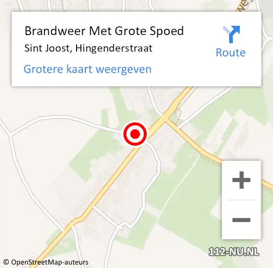 Locatie op kaart van de 112 melding: Brandweer Met Grote Spoed Naar Sint Joost, Hingenderstraat op 11 augustus 2017 07:26