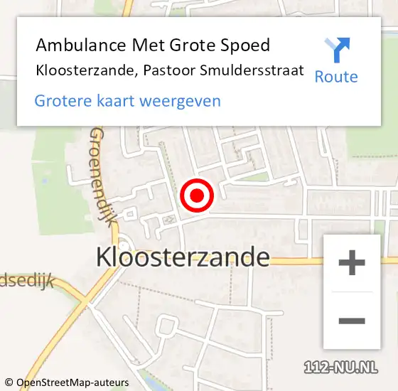 Locatie op kaart van de 112 melding: Ambulance Met Grote Spoed Naar Kloosterzande, Pastoor Smuldersstraat op 11 augustus 2017 08:47