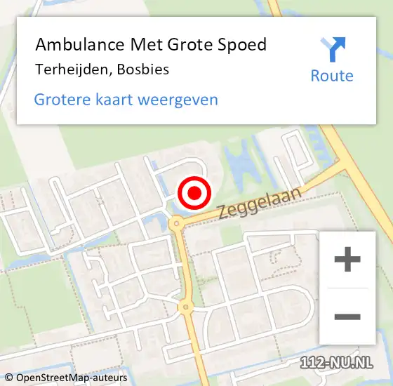 Locatie op kaart van de 112 melding: Ambulance Met Grote Spoed Naar Terheijden, Bosbies op 11 augustus 2017 08:48