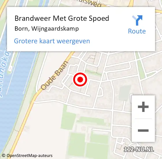 Locatie op kaart van de 112 melding: Brandweer Met Grote Spoed Naar Born, Wijngaardskamp op 11 augustus 2017 09:00