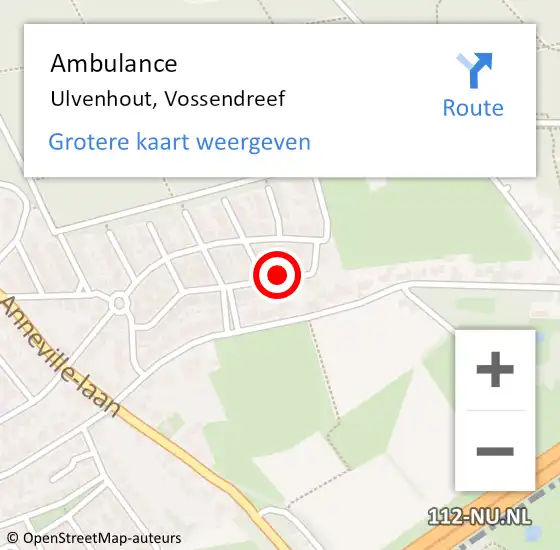 Locatie op kaart van de 112 melding: Ambulance Ulvenhout, Vossendreef op 11 augustus 2017 09:09