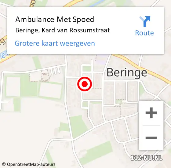 Locatie op kaart van de 112 melding: Ambulance Met Spoed Naar Beringe, Kard van Rossumstraat op 29 januari 2014 14:53