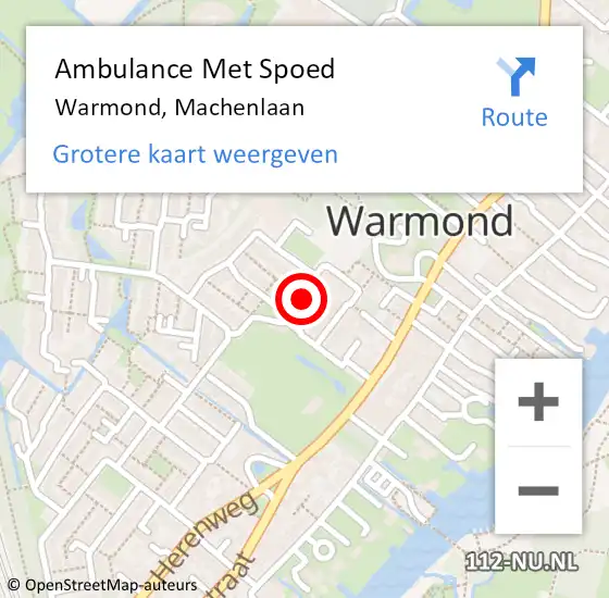 Locatie op kaart van de 112 melding: Ambulance Met Spoed Naar Warmond, Machenlaan op 11 augustus 2017 10:14