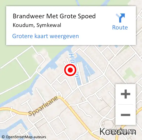 Locatie op kaart van de 112 melding: Brandweer Met Grote Spoed Naar Koudum, Symkewal op 11 augustus 2017 11:05