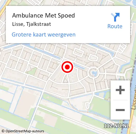 Locatie op kaart van de 112 melding: Ambulance Met Spoed Naar Lisse, Tjalkstraat op 11 augustus 2017 11:23