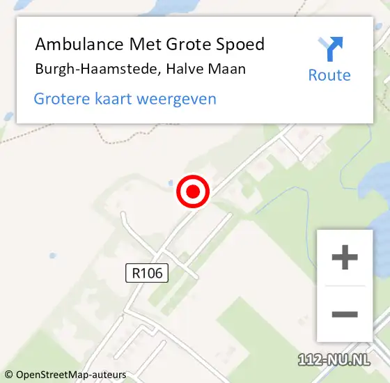 Locatie op kaart van de 112 melding: Ambulance Met Grote Spoed Naar Burgh-Haamstede, Halve Maan op 11 augustus 2017 11:41