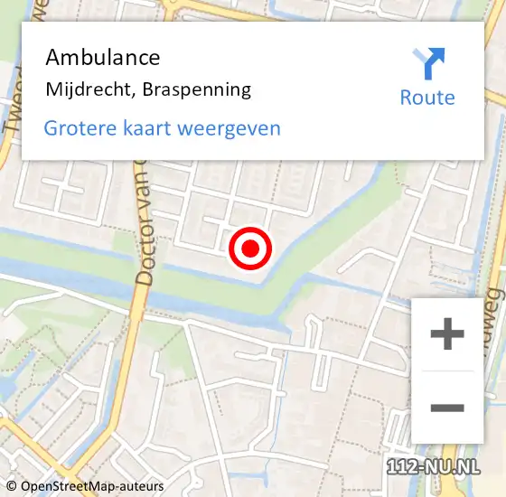 Locatie op kaart van de 112 melding: Ambulance Mijdrecht, Braspenning op 11 augustus 2017 12:32