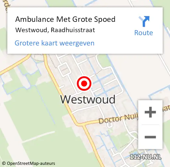 Locatie op kaart van de 112 melding: Ambulance Met Grote Spoed Naar Westwoud, Raadhuisstraat op 11 augustus 2017 12:32