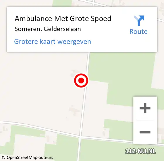 Locatie op kaart van de 112 melding: Ambulance Met Grote Spoed Naar Someren, Gelderselaan op 11 augustus 2017 12:53