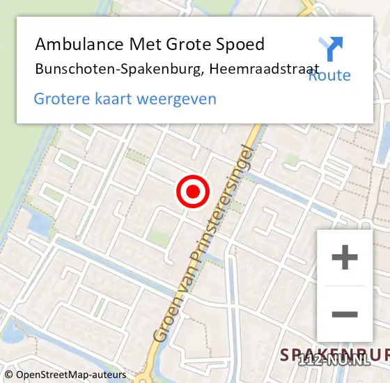 Locatie op kaart van de 112 melding: Ambulance Met Grote Spoed Naar Bunschoten-Spakenburg, Heemraadstraat op 11 augustus 2017 13:04