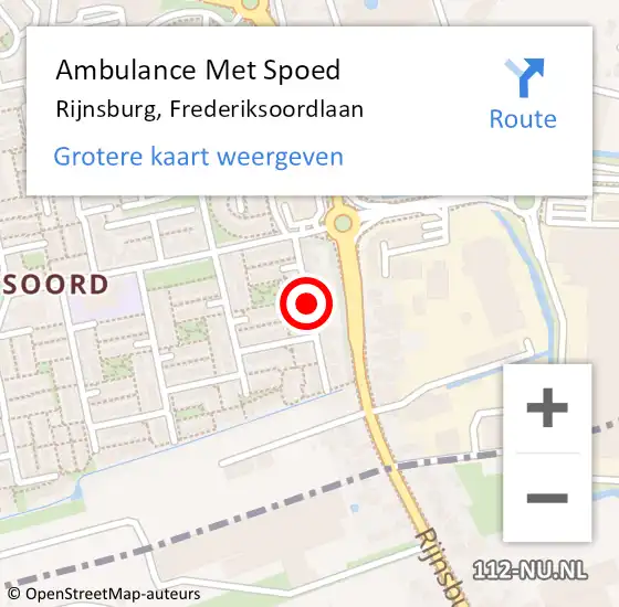 Locatie op kaart van de 112 melding: Ambulance Met Spoed Naar Rijnsburg, Frederiksoordlaan op 11 augustus 2017 13:18