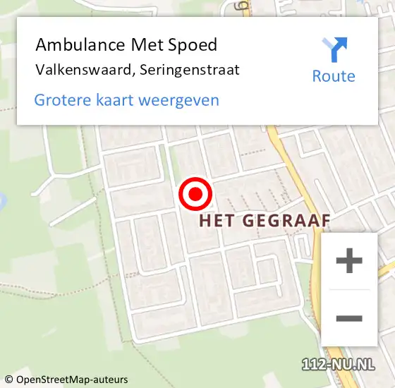 Locatie op kaart van de 112 melding: Ambulance Met Spoed Naar Valkenswaard, Seringenstraat op 11 augustus 2017 13:26