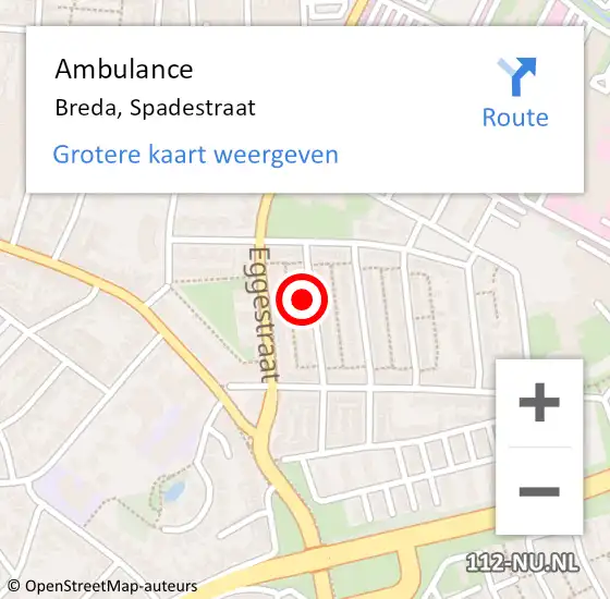 Locatie op kaart van de 112 melding: Ambulance Breda, Spadestraat op 29 januari 2014 15:11