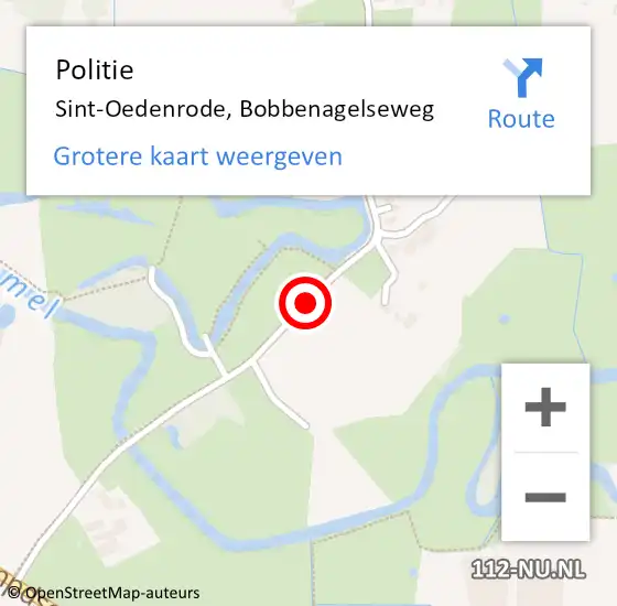 Locatie op kaart van de 112 melding: Politie Sint-Oedenrode, Bobbenagelseweg op 11 augustus 2017 13:41