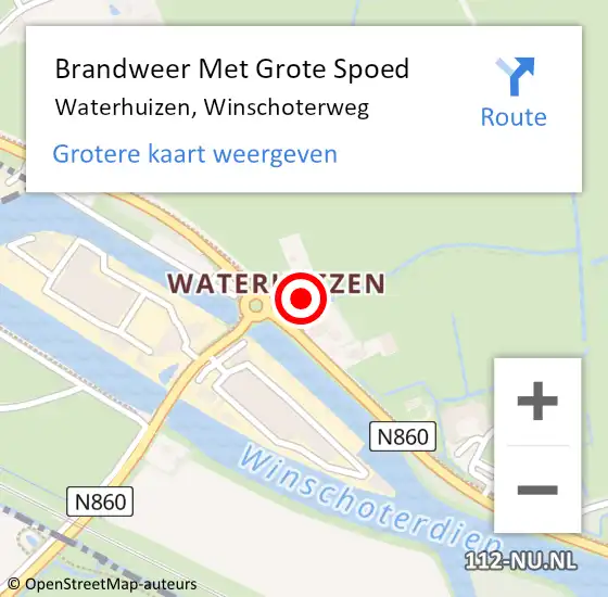 Locatie op kaart van de 112 melding: Brandweer Met Grote Spoed Naar Waterhuizen, Winschoterweg op 11 augustus 2017 14:17