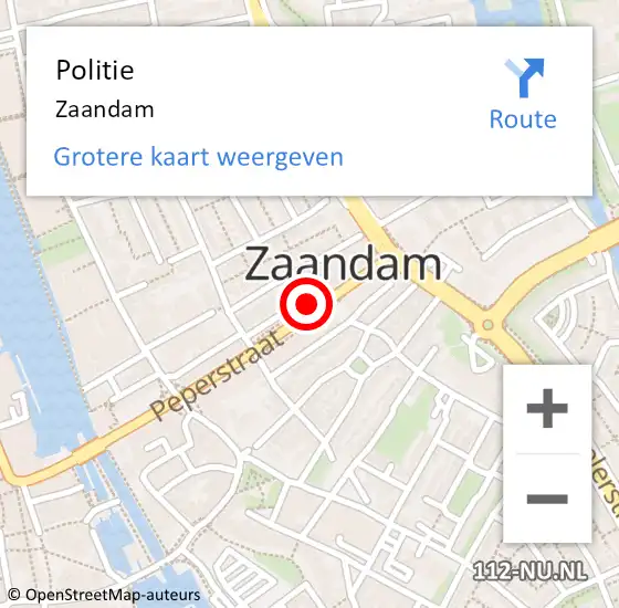 Locatie op kaart van de 112 melding: Politie Zaandam op 11 augustus 2017 14:19