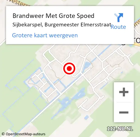 Locatie op kaart van de 112 melding: Brandweer Met Grote Spoed Naar Sijbekarspel, Burgemeester Elmersstraat op 11 augustus 2017 15:49