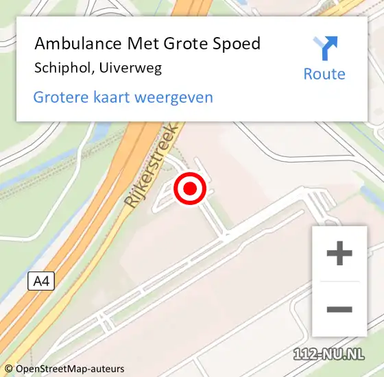 Locatie op kaart van de 112 melding: Ambulance Met Grote Spoed Naar Schiphol, Uiverweg op 11 augustus 2017 16:08